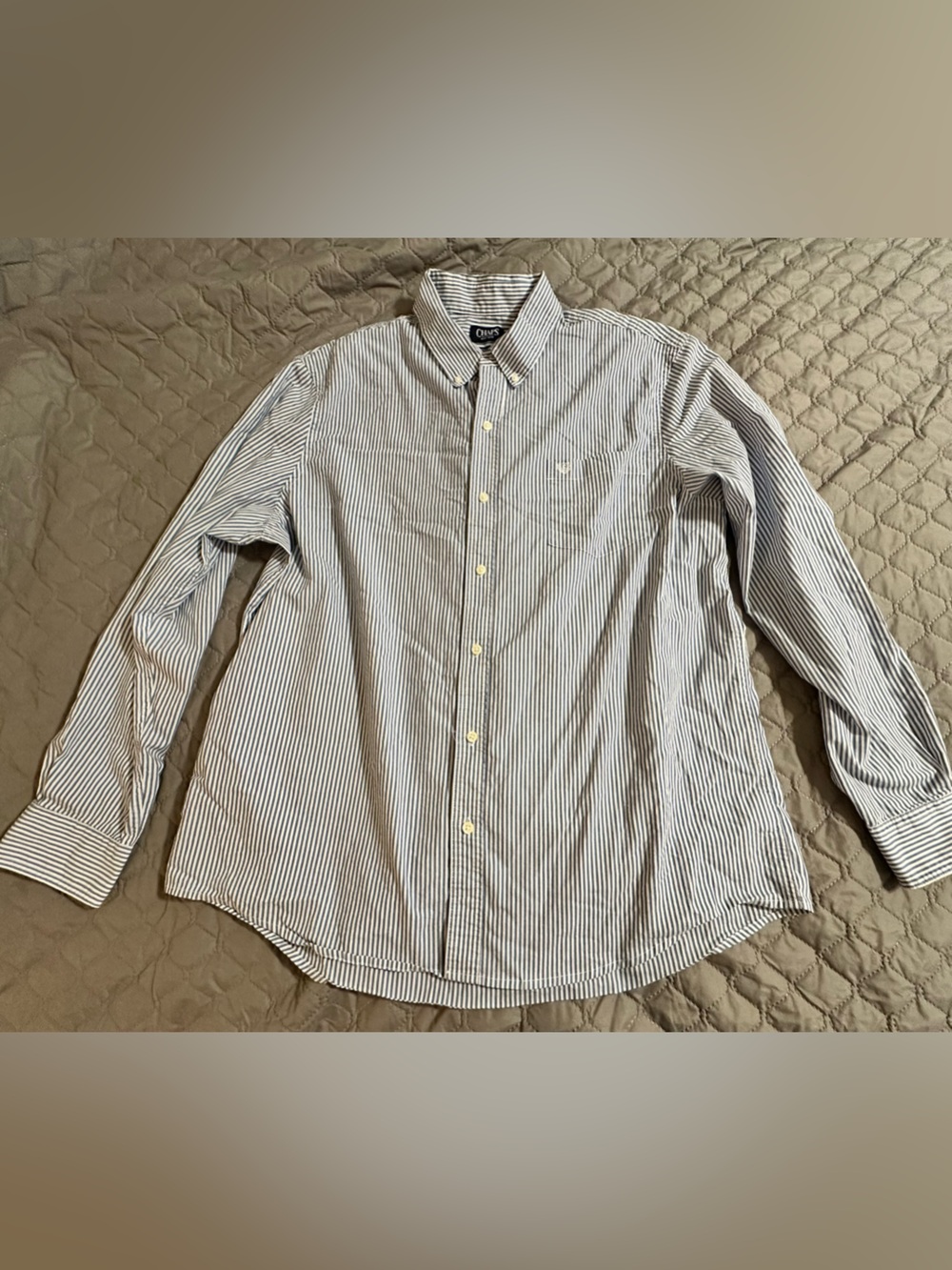 Mens Chaps Blue & White Stripe Button-Down Shirt - XXL